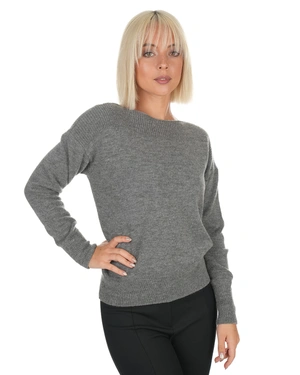 Boat neckline blouse in light grey | Knitwear - 3