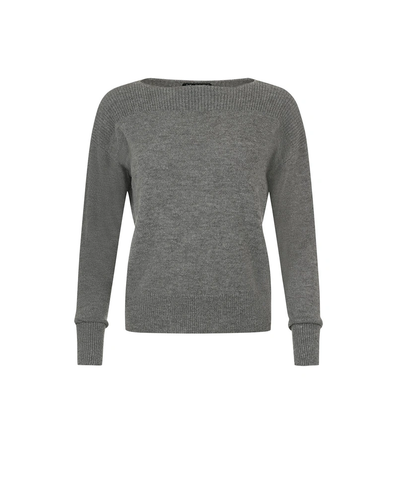 Boat neckline blouse in light grey | Knitwear