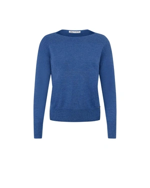 Boat neckline blouse in navy blue | Knitwear - 6