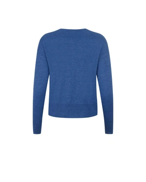 Boat neckline blouse in navy blue | Knitwear - 7