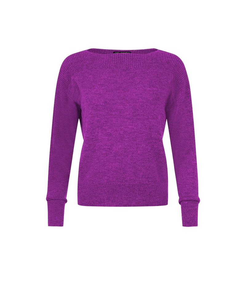 Boat neckline blouse in violet | Knitwear
