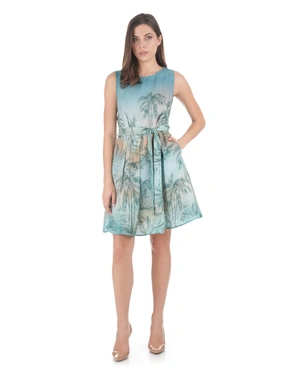 Breathable Lyocell dress with tropical palm print | Dresses - 1