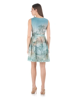 Breathable Lyocell dress with tropical palm print | Dresses - 2