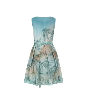 Breathable Lyocell dress with tropical palm print | Dresses - 3