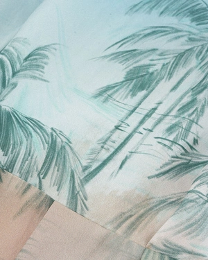 Breathable Lyocell dress with tropical palm print | Dresses - 4