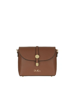 Brown genuine leather handbag with flap and subtle accent | | Dika.com Brown genuine leather handbag with flap and subtle accent |