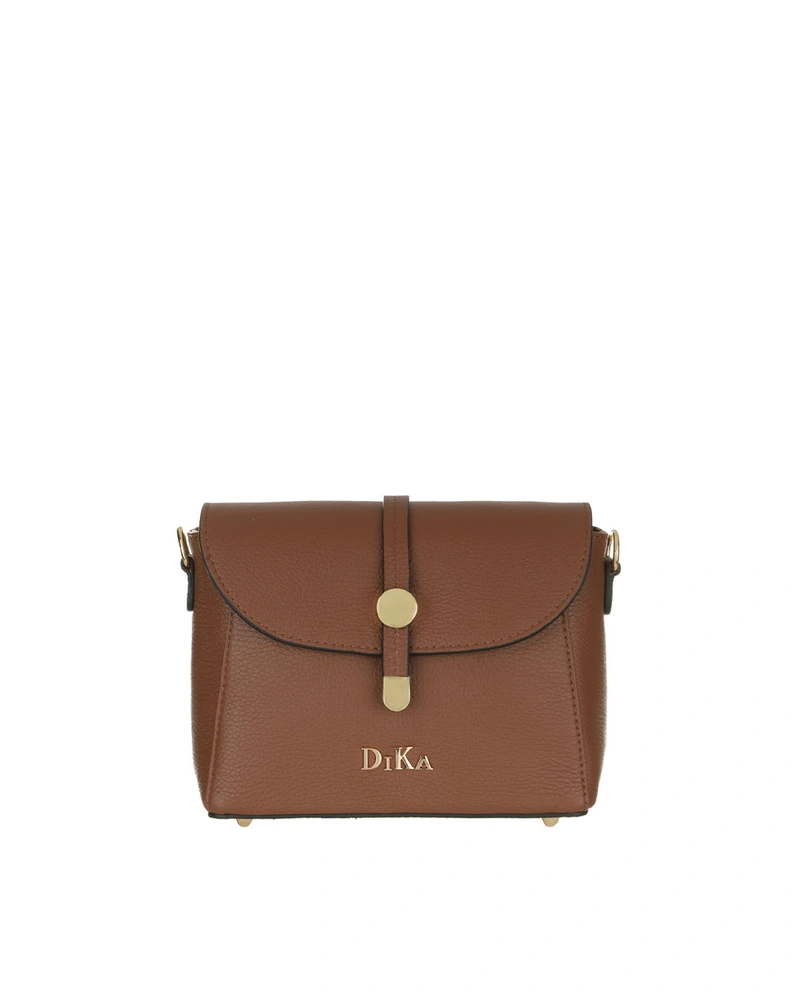 Brown genuine leather handbag with flap and subtle accent | All accessories