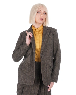 Veste marron à motif pied-de-poule avec de la laine | Vestes et Blazers | Dika.com - 1 Veste marron à motif pied-de-poule avec de la laine | Vestes et Blazers - 1