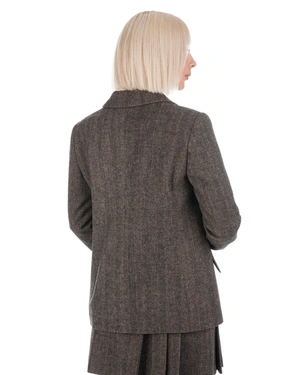 Veste marron à motif pied-de-poule avec de la laine | Vestes et Blazers | Dika.com - 2 Veste marron à motif pied-de-poule avec de la laine | Vestes et Blazers - 2
