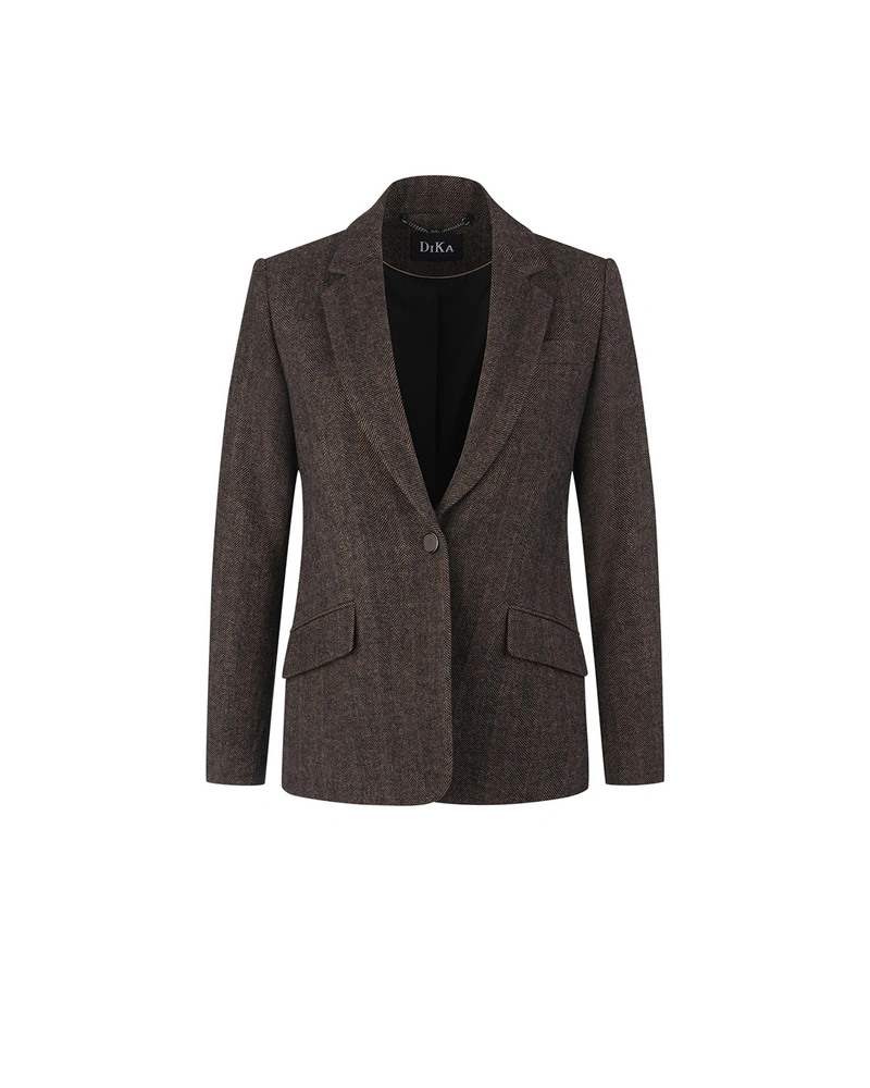 Veste marron à motif pied-de-poule avec de la laine | Vestes et Blazers