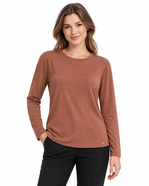 Brown long-sleeve knitted top | Tops and T-shirts - 1