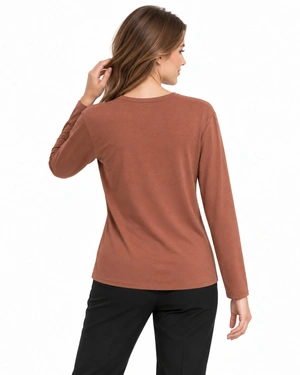Brown long-sleeve knitted top | Tops and T-shirts - 2