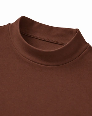 Brown long-sleeve top with a high neck | Tops and T-shirts - 4