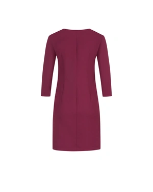 Burgundy dress with classic design and V-neckline | All products - 1
