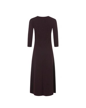 Burgundy dress with draped detail and metallic effect | Dresses - 3
