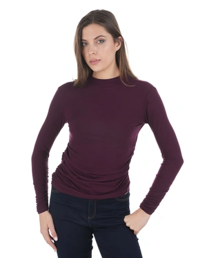 Burgundy long-sleeve top with gathered detail | T-shirts and Tops - 2