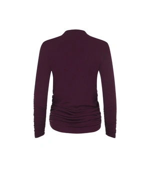 Burgundy long-sleeve top with gathered detail | T-shirts and Tops - 4