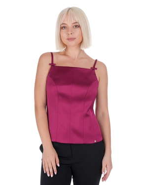 Burgundy satin camisole with thin straps | Blouses - 1