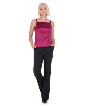 Burgundy satin camisole with thin straps | Blouses - 3