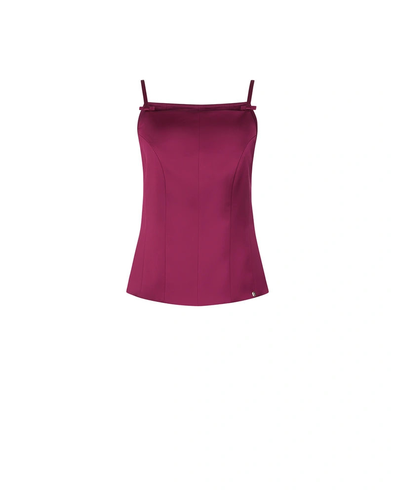 Burgundy satin camisole with thin straps | Blouses