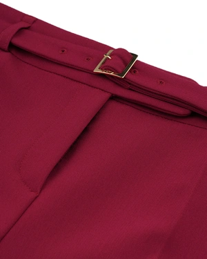 Burgundy trousers with stylish cut | Trousers and Leggings - 2