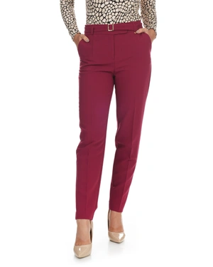 Burgundy trousers with stylish cut | Trousers and Leggings - 3