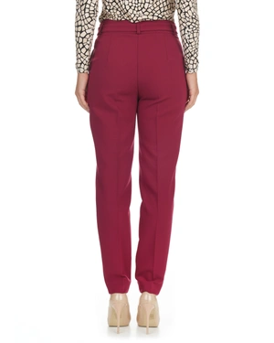 Burgundy trousers with stylish cut | Trousers and Leggings - 4