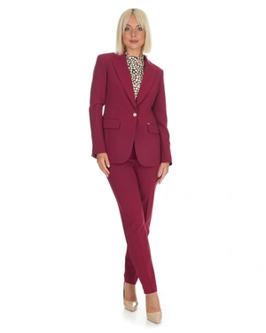 Burgundy trousers with stylish cut | Trousers and Leggings - 5