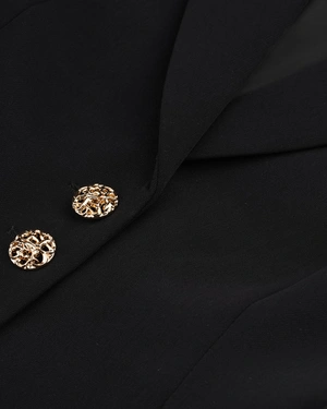 Business single-breasted blazer in black, with gold buttons | Jackets and Coats - 2