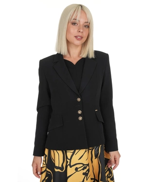 Business single-breasted blazer in black, with gold buttons | Jackets and Coats - 3
