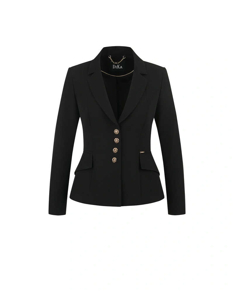 Business single-breasted blazer in black, with gold buttons | Jackets and Coats