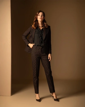Business trousers in brown with black trims and stylized logo | COLLECTION - 9