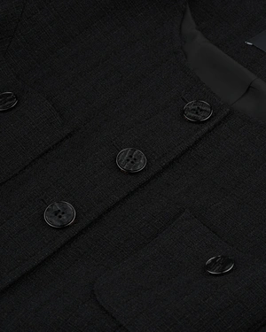 Business vest in black tweed with lurex thread and decorative gold buttons | Jackets - 2