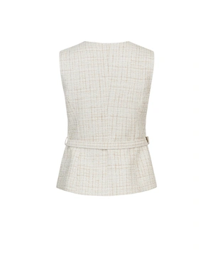 Business vest in white-beige tweed with decorative gold buttons | Jackets - 1