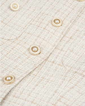 Business vest in white-beige tweed with decorative gold buttons | Jackets - 2