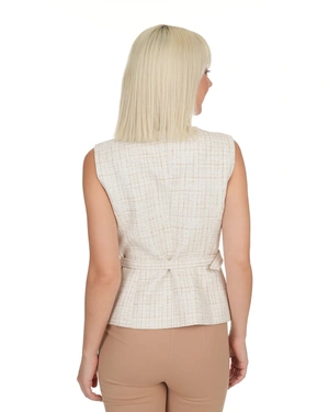 Business vest in white-beige tweed with decorative gold buttons | Jackets - 5