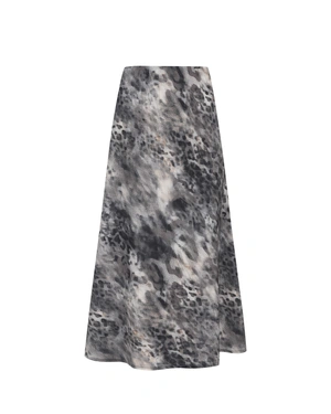Calf-length skirt with abstract paisley print in grey tones | NEW - 6