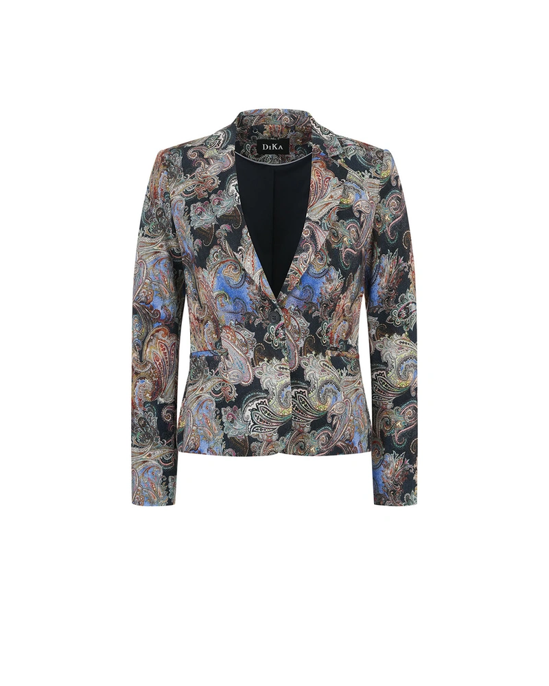 Casual single-breasted blazer with paisley motif | Jackets and Coats
