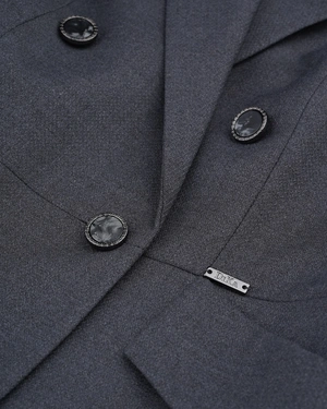 Charcoal gray double-breasted blazer with a refined cut | Business - 2