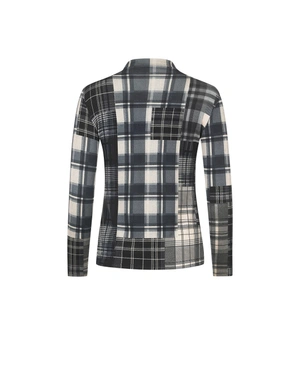 Checked blouse in black and ecru with silk blend | T-shirts - 1