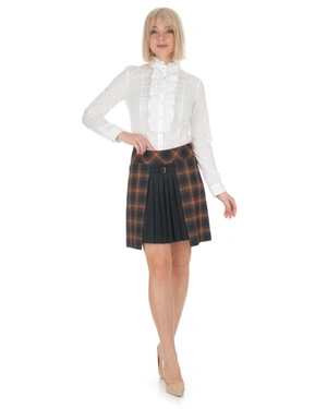 Checked mini skirt with a pleated front panel | Skirts - 3