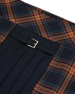 Checked mini skirt with a pleated front panel | Skirts - 5