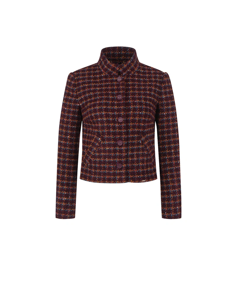 Checked women’s blazer with wool and metallic accent | Jackets and Blazers