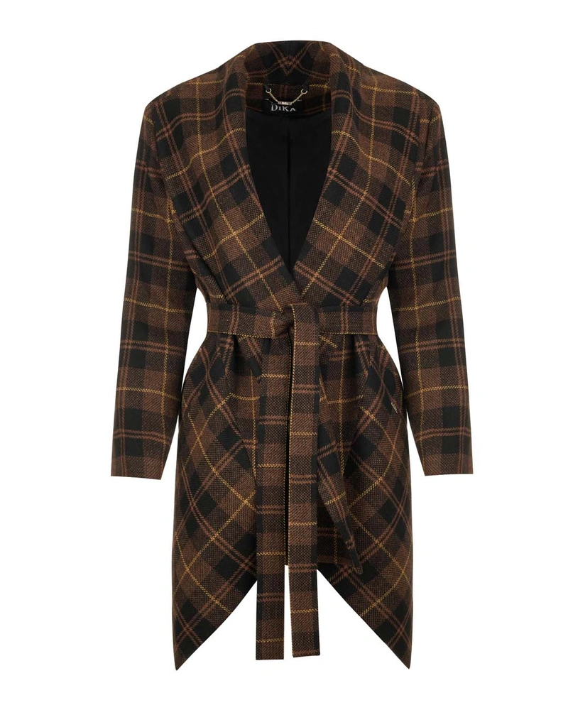 Checkered wrap coat | 