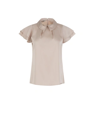 Chiffon blouse with a bow in a beige tone | Blouses | Dika.bg Chiffon blouse with a bow in a beige tone | Blouses