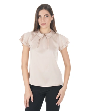 Chiffon blouse with a bow in a beige tone | Blouses | Dika.bg - 1 Chiffon blouse with a bow in a beige tone | Blouses - 1