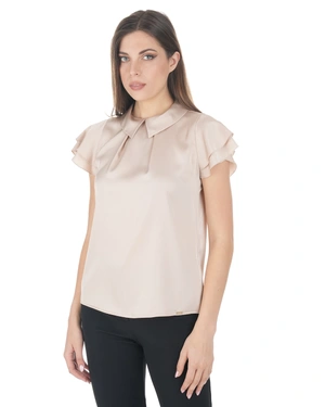 Chiffon blouse with a bow in a beige tone | Blouses | Dika.bg - 2 Chiffon blouse with a bow in a beige tone | Blouses - 2
