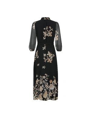Chiffon shirt dress with beige floral print |  - 1