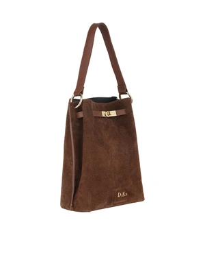 Chocolate brown suede bucket bag | Bags - 1