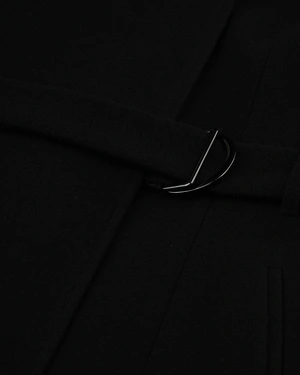 უმაღლესი ხარისხის შალის კლასიკური შავი პალტო | ზედა ტანსაცმელი - 6